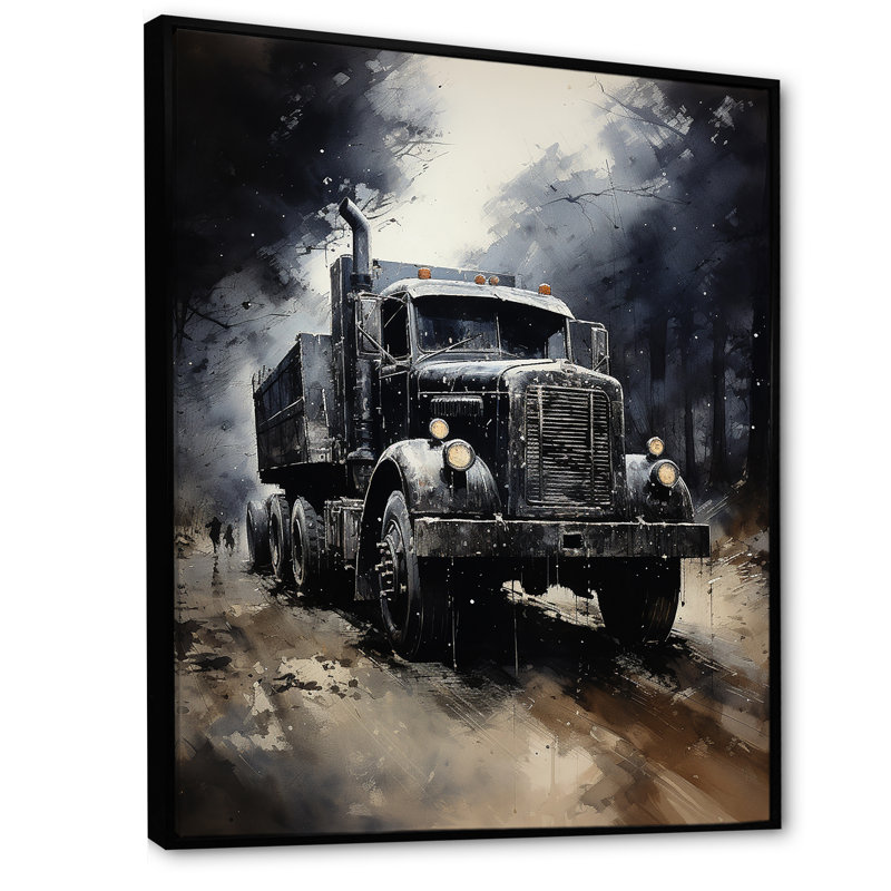 " Au Noir Us Military Truck IV ", Black Floater Framed, 20" H x 12" W x 1" D