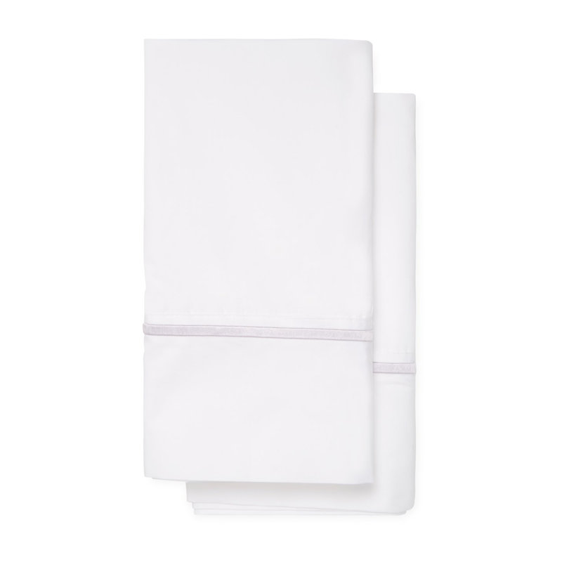 Euston Cotton Percale 300 Thread Count Embroidered Pillowcase, Gray, King