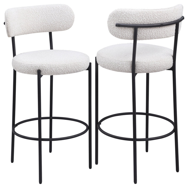 Chaise rembourrée Viola Boucle (ensemble de 2), Gris, Tabouret de bar d'une hauteur de siège de 30 po