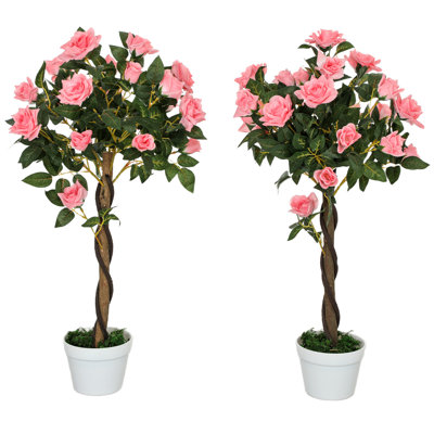 90cm Faux Rose Tree Plant in Pot