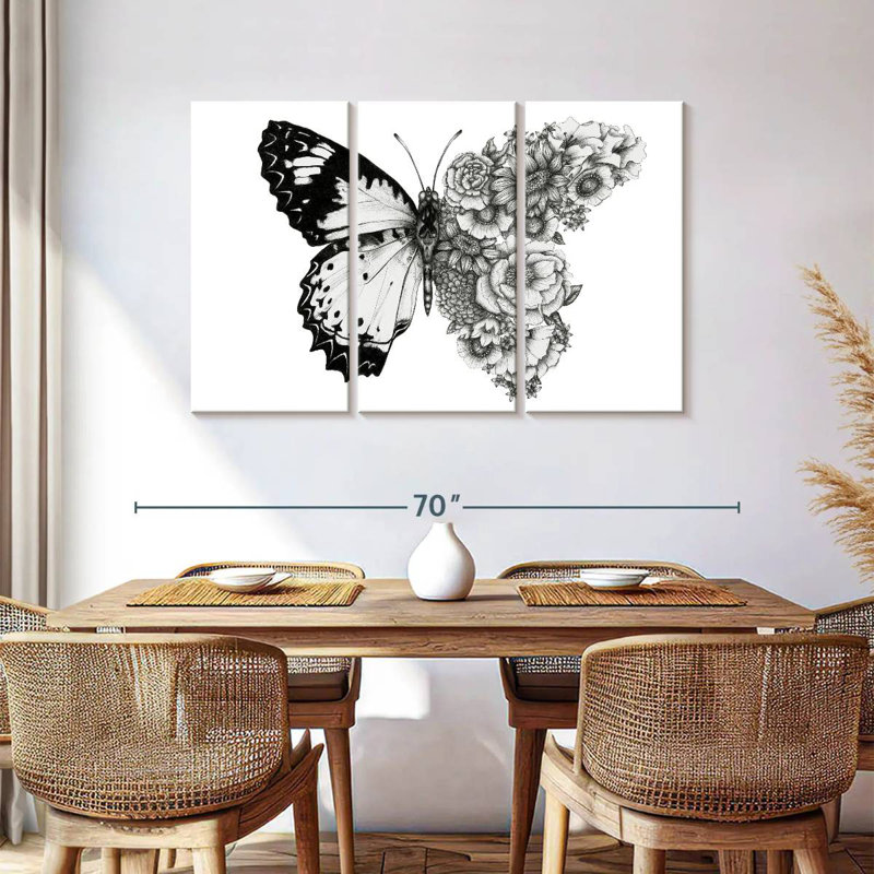 Papillon en fleurs I, H 36 po x l 57 po