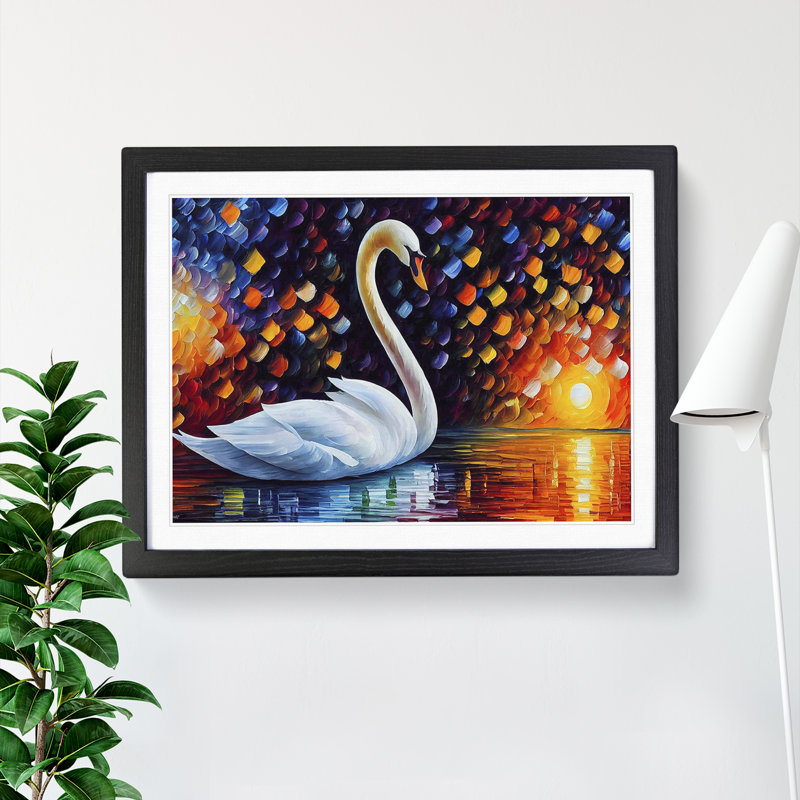 Swan Vol.2 Abstract - Single Picture Frame Painting, Black Framed, 46cm H x 64cm W x 2cm D