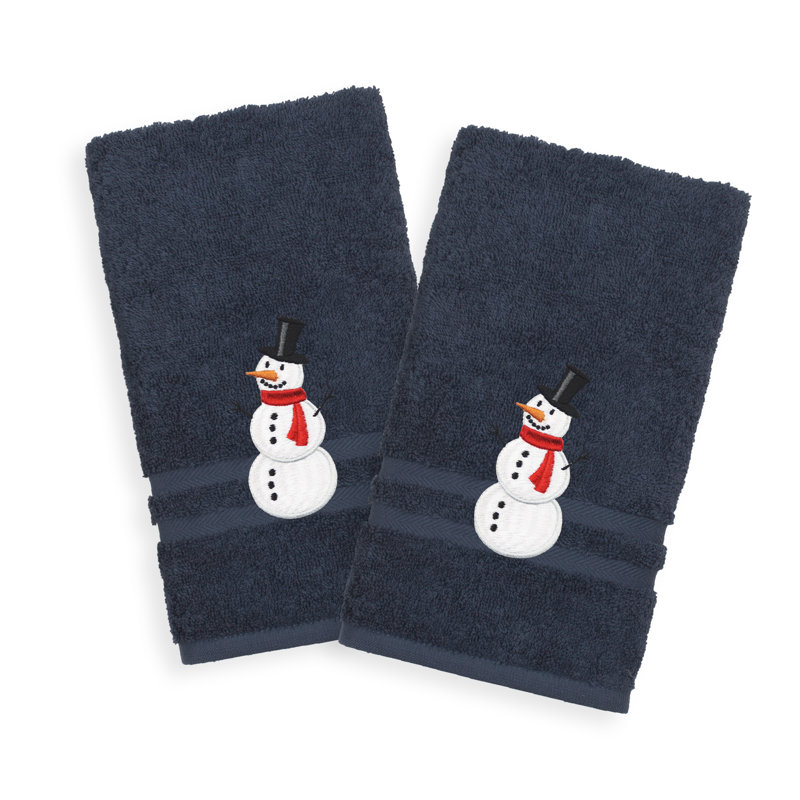 Snowman Turkish Cotton Hand Towel, Twilight Blue