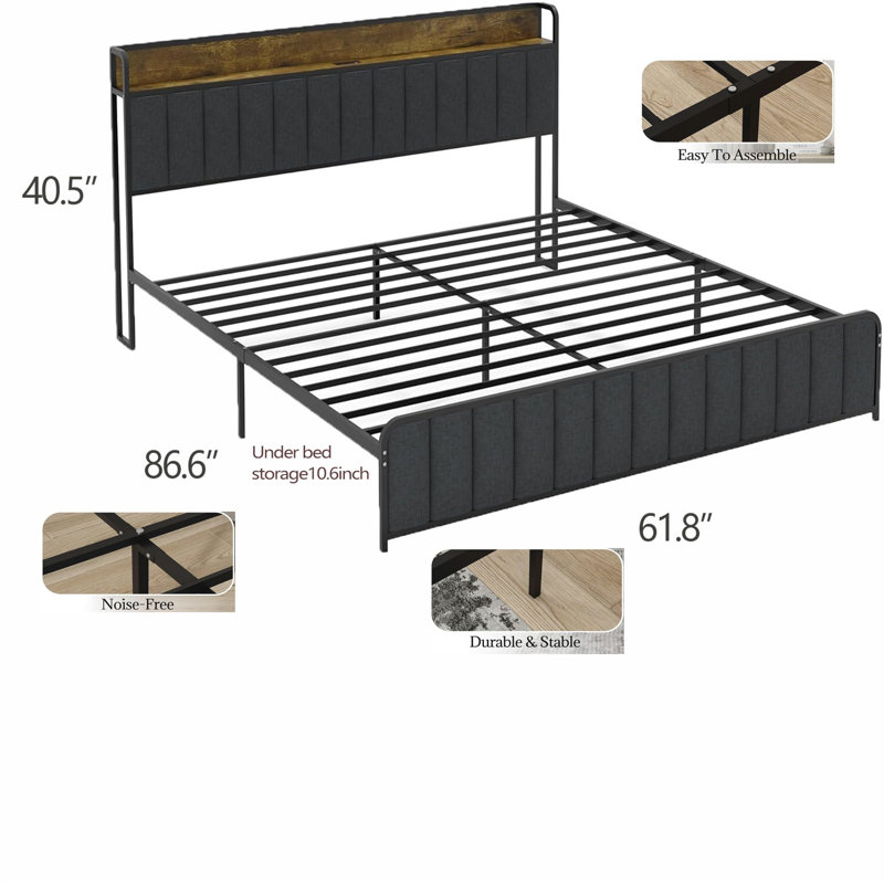 Lit plateforme tapissier Irihanna, Double