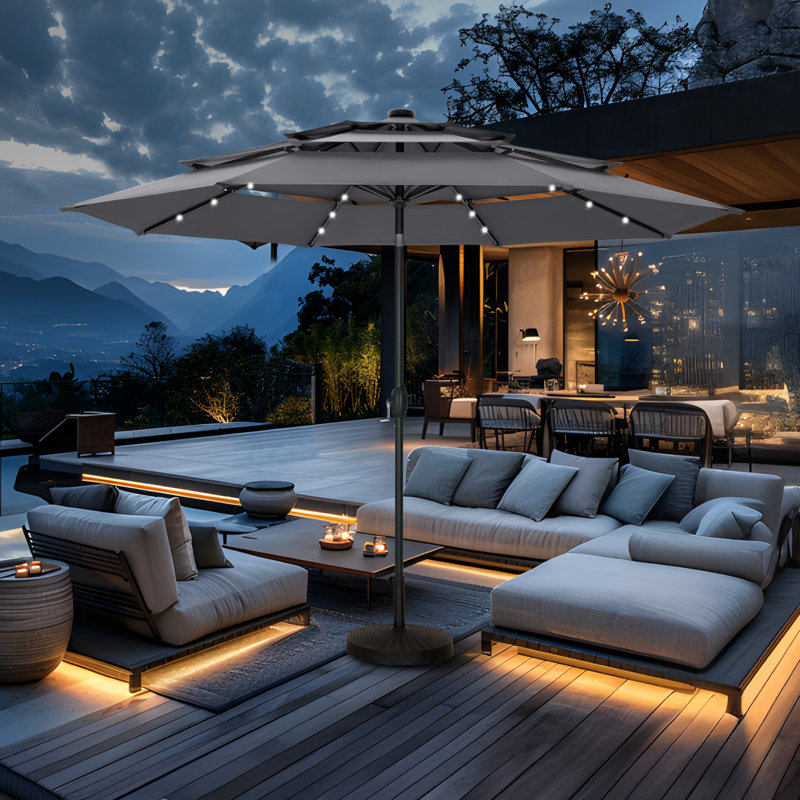 Parasol lumineux 120 "avec manivelle, Gris
