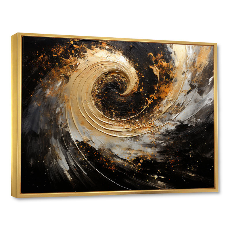 Celestial Contrast Spirals I - Décoration murale spirales abstraites, H 12 po x l 20 po x P 1 po, Cadre flottant doré