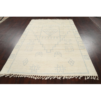 One-of-a-Kind 5'6" X 7'11" New Age Wool Area Rug in Ivory