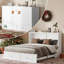 Grand lit escamotable Murphy avec station de charge et tiroir de rangement, blanc-751394679
