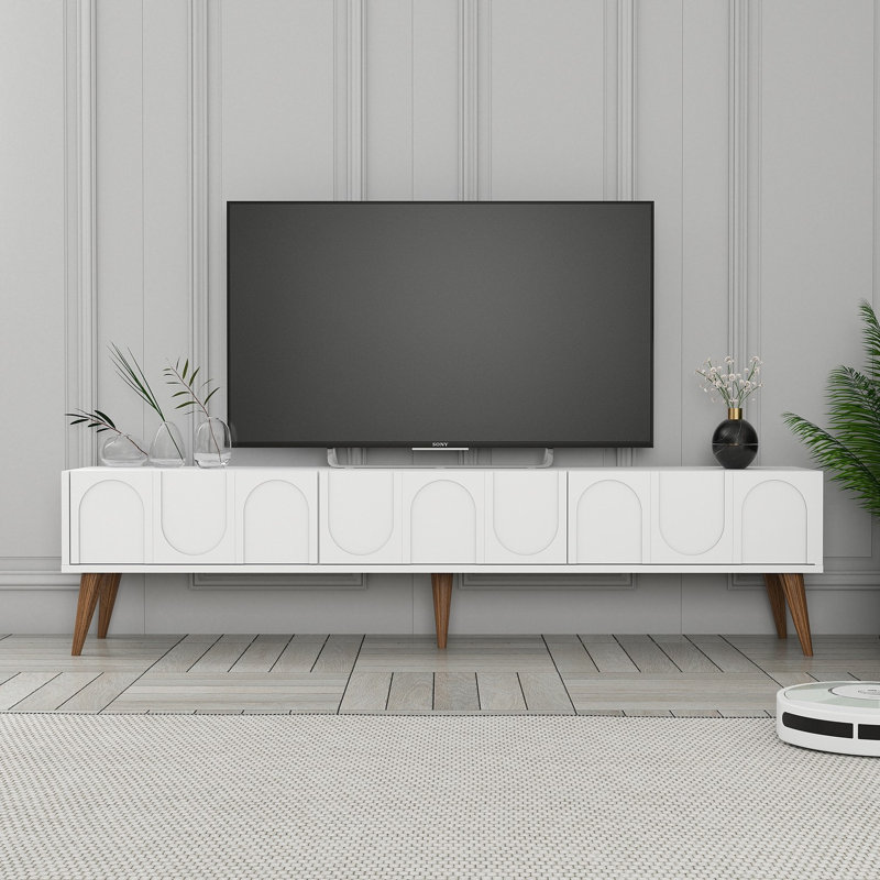Keikei Unfinished TV Stand, White/Brown
