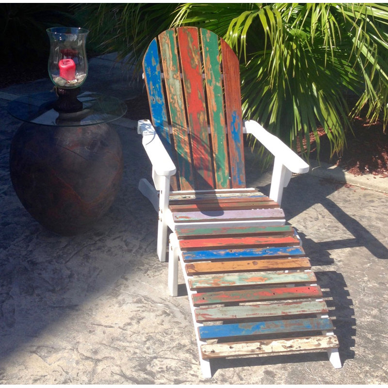 Recycled Boats Adirondack Chair with Footstool