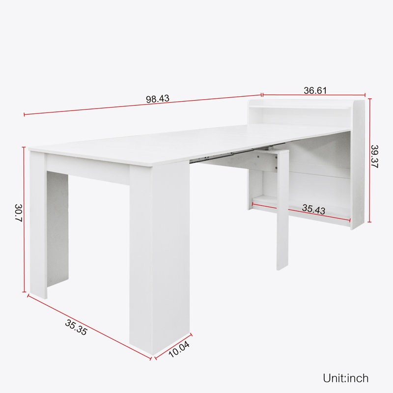 Modern Extendable Dining Table with Storage, White