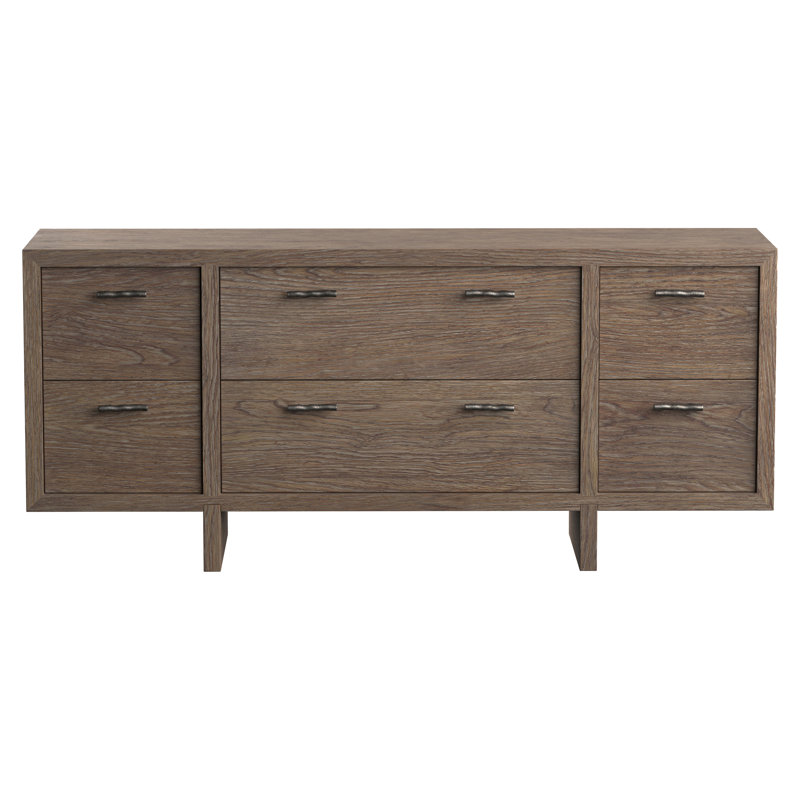 Casa Paros Solid Wood 76'' W 6 - Drawer Dresser