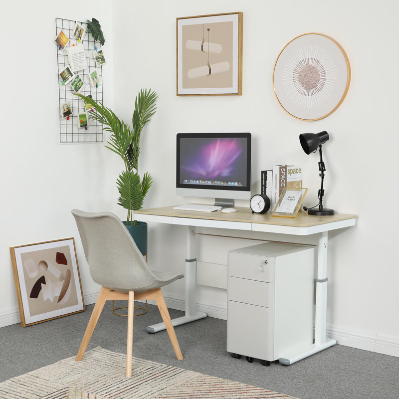 3 Drawer Filing Cabinet, White/Grey