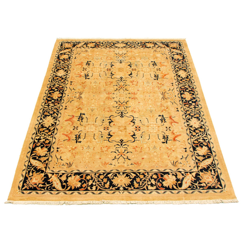 Tapis décoratif en laine noué à la main de conception unique noué à la main new age paki 18/20 beige 6 pi 1 po x 9 pi 2 po