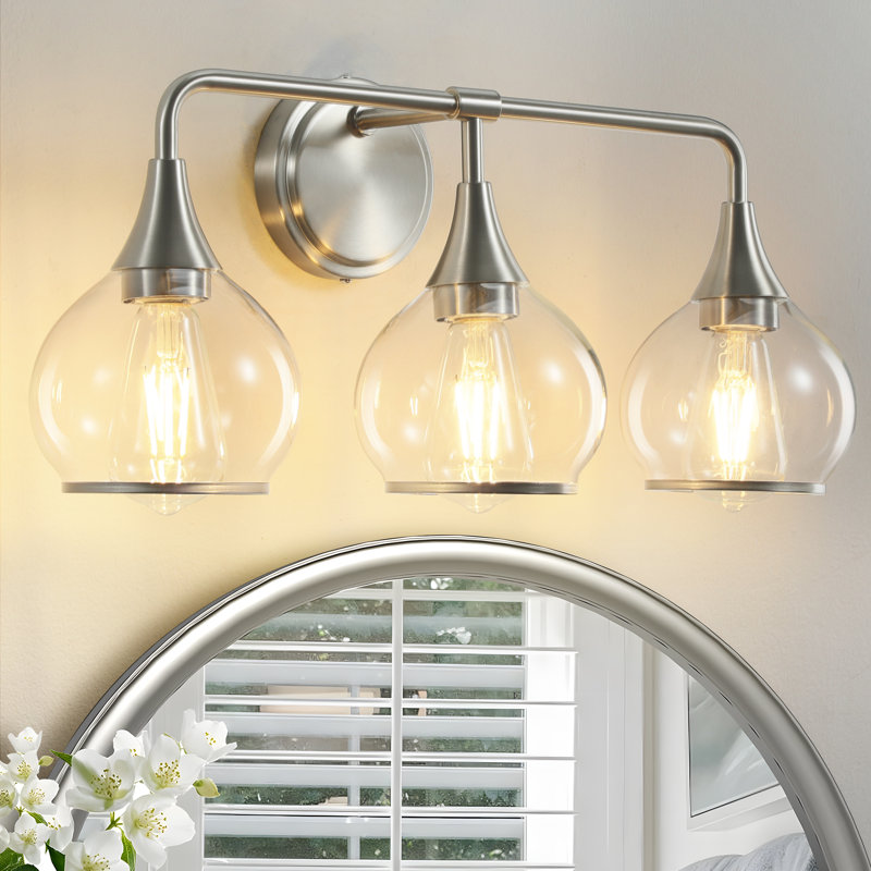 Éclairage de salle de bain à intensité variable 3 lumières Lupe, Nickel