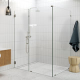 Illume 60 in. x 48.5 in. x 78 in. 90-degree Fully Frameless Wall Hinged Glass Shower Enclosure