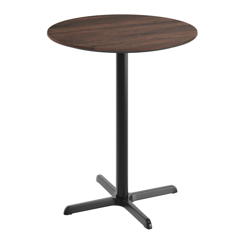Commercial Seamless Surface Tabletop with Bar Height Crisscross Base, 42"H x 36"L x 36"W, Brown
