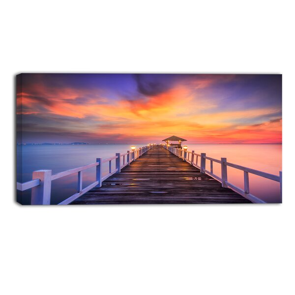 DesignArt Wooden Bridge Landscape On Canvas Print | Wayfair