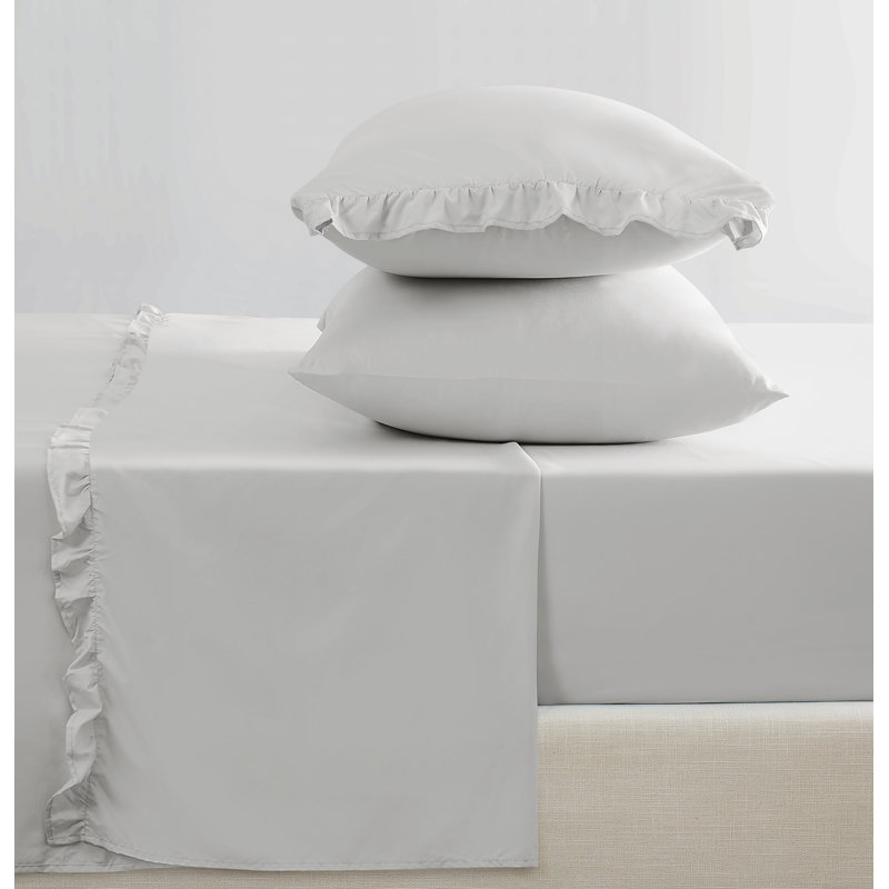 Truly Soft Solid Ruffle Sheet Set, Light Grey, Twin XL