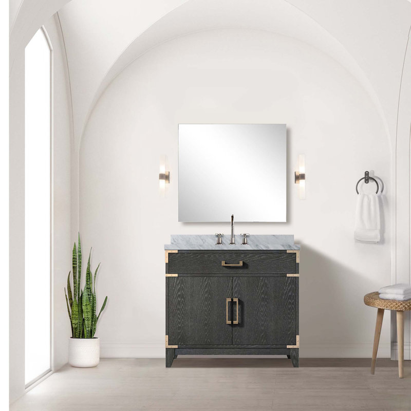 Ensemble de meuble-lavabo simple avec miroir et robinet