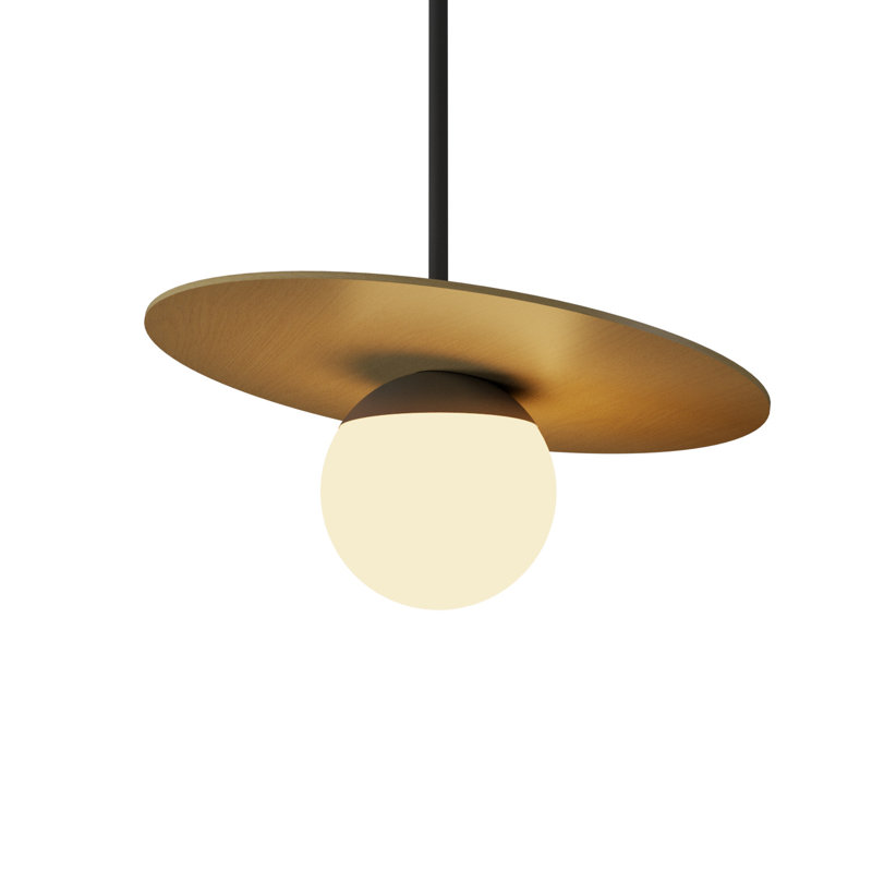 Luminaire suspendu à 1 ampoule Orbit, H 22,44 po x l 19,69 po x P 19,69 po, Or biologique