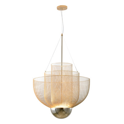 Gold Mesh LED Chandelier With Gold Hardware