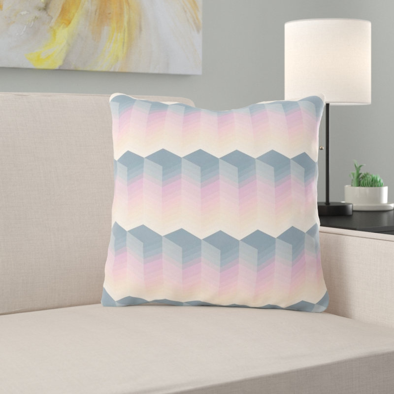 Reversible Throw Pillow, Gray/Pink, Indoor