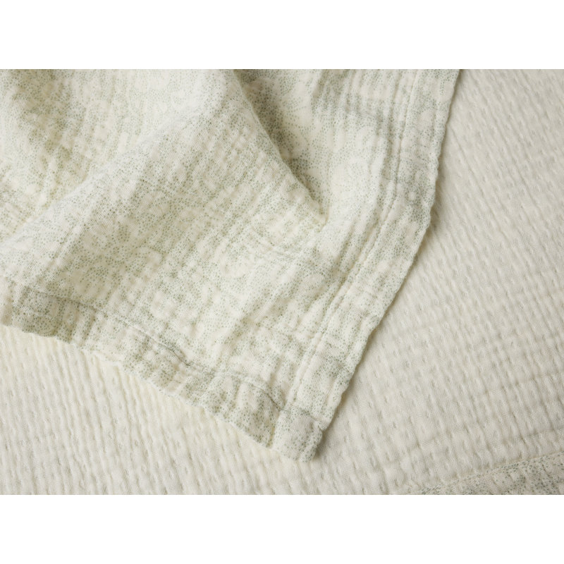 Organic Print Matelasse Baby Blanket, Agave Poppy