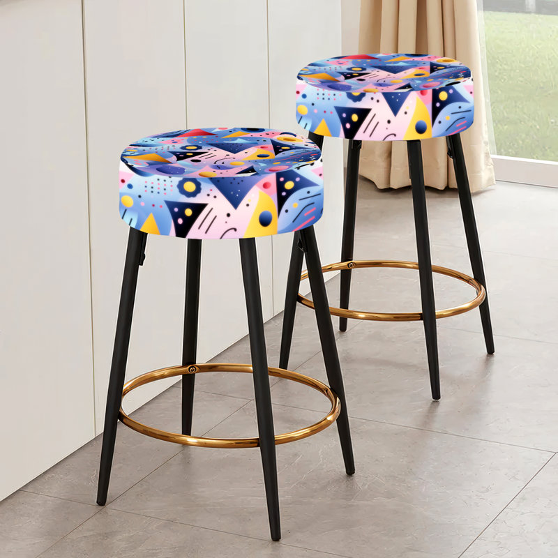 Multicolor Funky Cool Geometric Triangle Pattern - Geometric Bar Stools Set Of 2