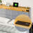 Modern Upholstered Bed Frame with Built-in Bookshelf and RGB LED Lighting, Beige & Gray-837564309-837564311