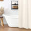 Rideau de douche doux à chevrons en tissu doux avec œillets, décor de salle de bain de style campagne moderne, polyester lavable à la machine-1095952269