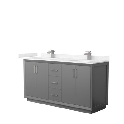 66'' Double Bathroom Vanity with Cultured Marble Top