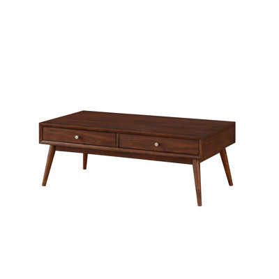 Retro Modern Style 1Pc Coffee Table With 2X Drawers Living Room Furniture Walnut Veneer Wooden Furniture