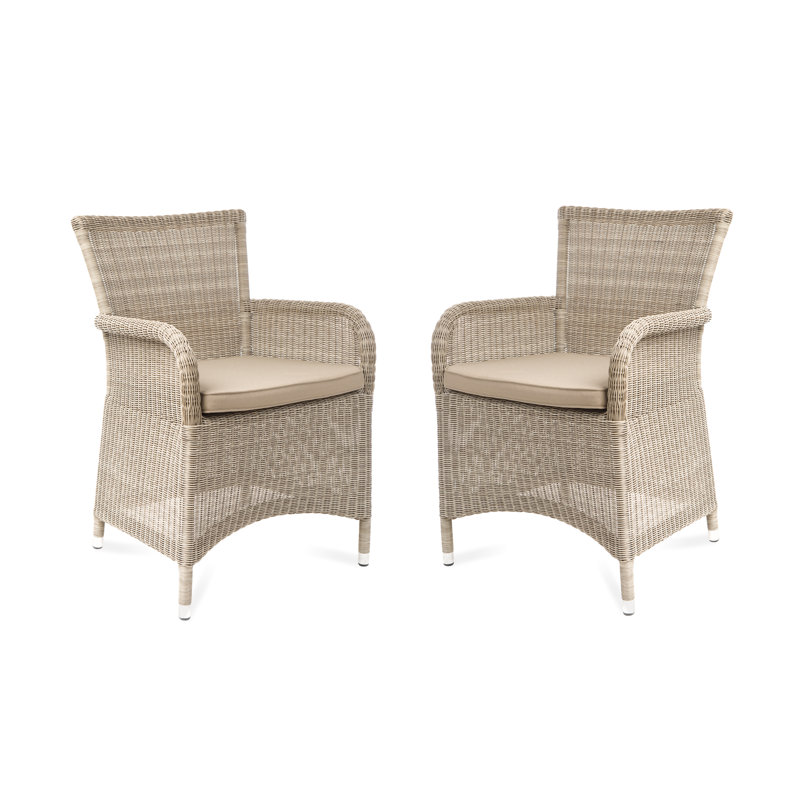 Outdoor Dining Armchair, White Coral/Taupe