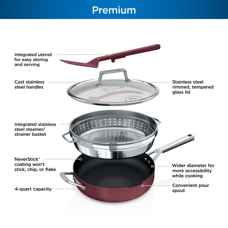 Cherry Tart Non-Stick Aluminum Frying Pan with Steamer Basket