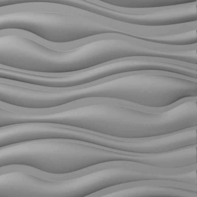 3D Wall Panels With Adhesive Included 19.6" Wave Effect Design Wall Paneling, Matt Silver Grey