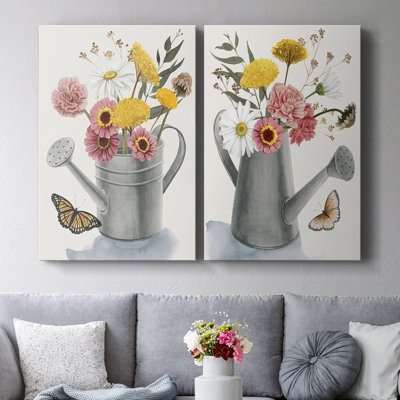 Watering Can Bouquet I-Premium Gallery Wrapped Canvas -Ready to Hang