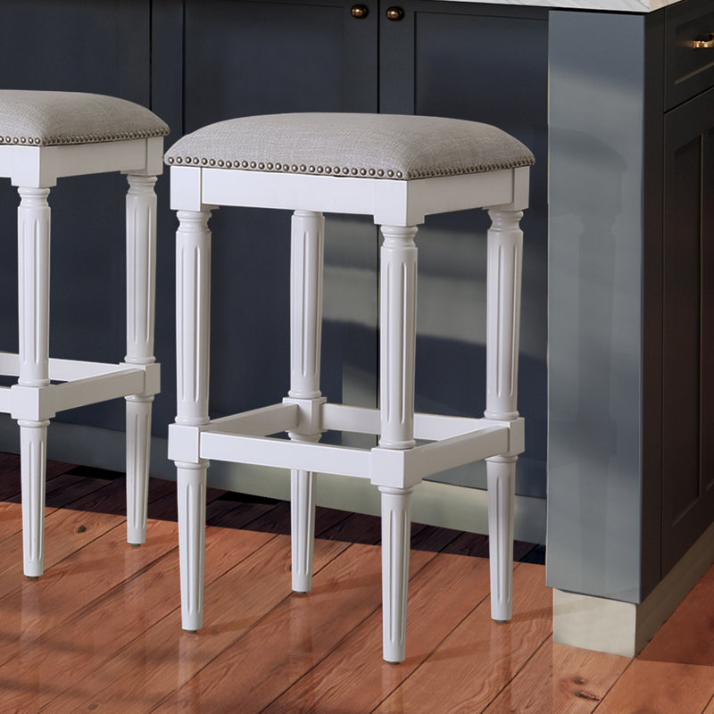 Tabouret de bar et de comptoir Bertia, Tabouret de bar (siège d'une hauteur de 30,25 po), Gris / blanc campagnard