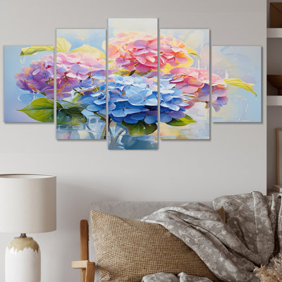 Delicate Hydrangea Bouquet Gentle Pastel III - Hydrangea Wall Art Print - 5 Panels