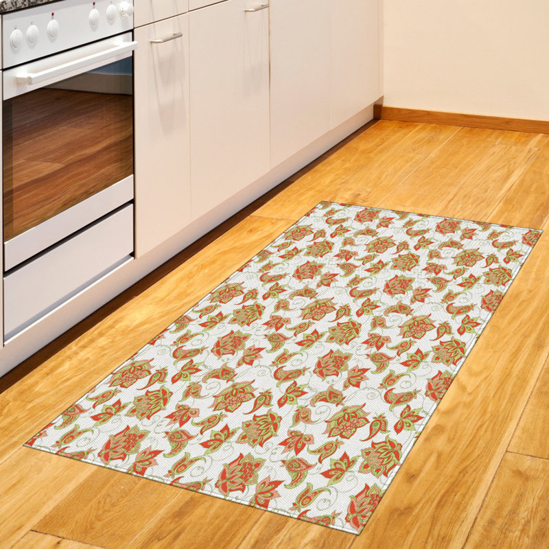 Tapis décoratif à motif de fibres longues en polyester à haute densité Paisley, Rectangle 2 pi 7 po x 5 pi