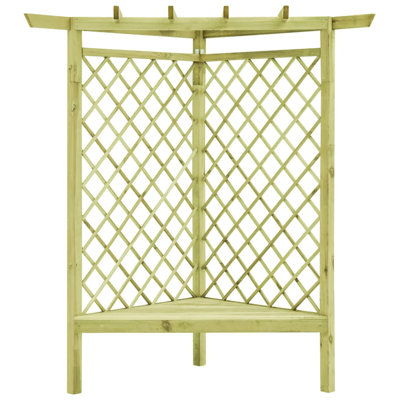 Buck Corner Pergola with Seat 130x130x197 cm Impregnated Pinewood