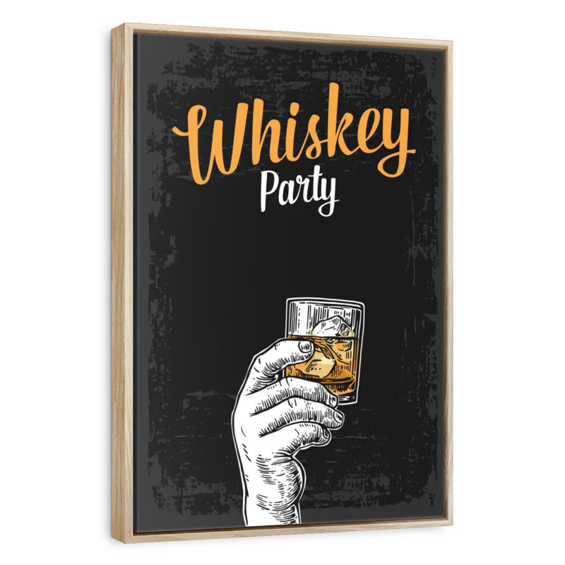 Whisky Party, Cadre flottant en bois naturel, 29" x 43"
