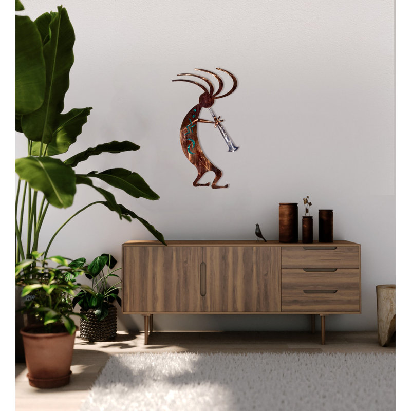 Décoration en métal Kokopelli Dancer, Sarcelle