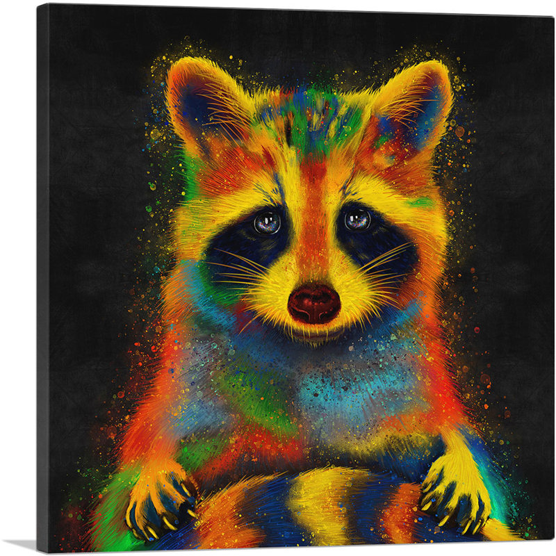Raton laveur et raton laveur - reproduction d'art sur toile tendue, H 12 po x l 12 po x P 0,75 po