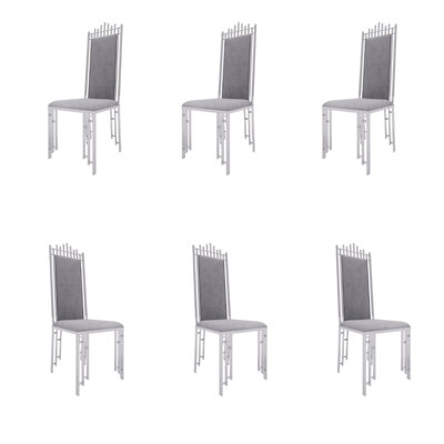 Everly Quinn Inc Furniture 47" Velvet Dining Chair Chrome Color Set Of 6