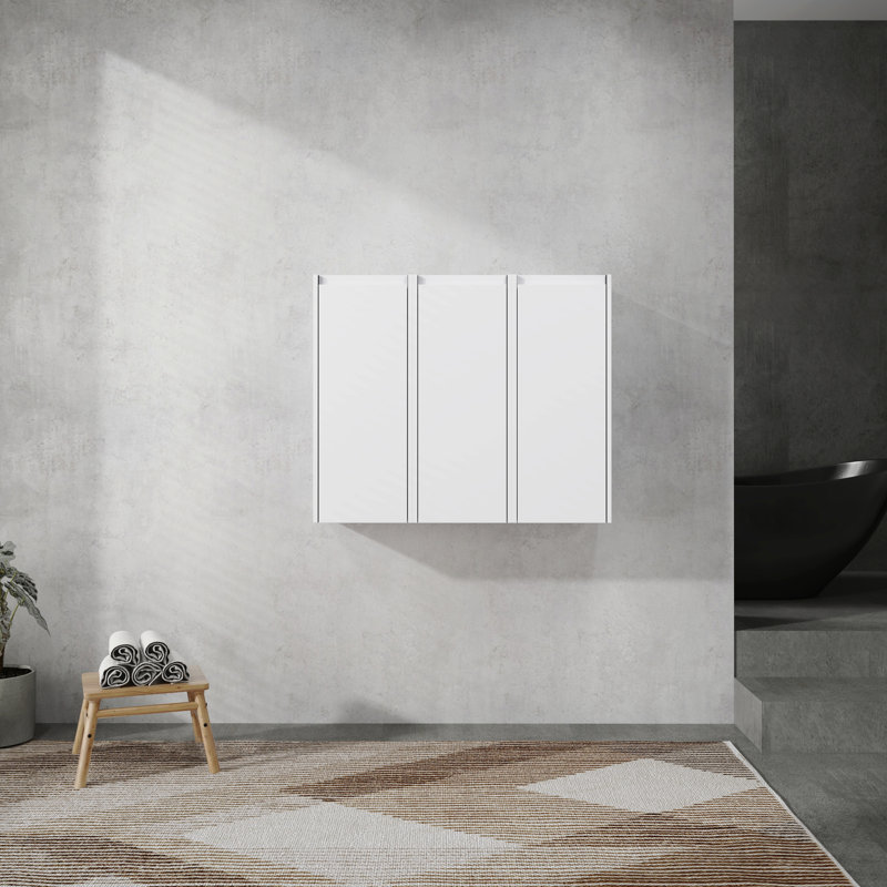 12" Bathroom Side Cabinet, 3-Soft Close Doors, Float Mounting Design, 12*3(Kd-Packing)