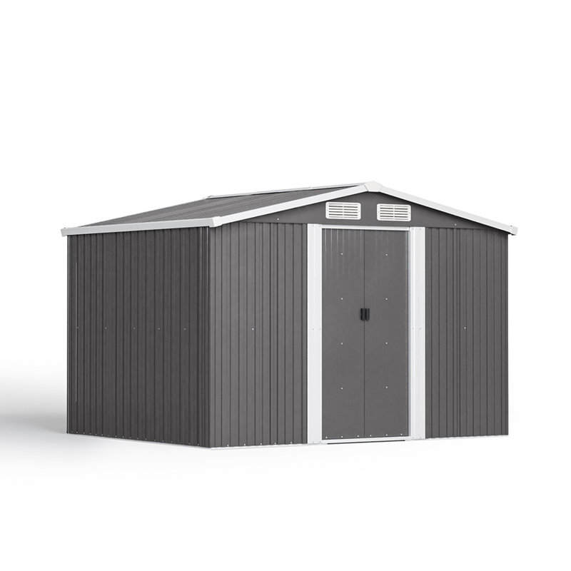 Aaronjohn 8 ft. W x 6.5 ft. D Metal Tool Shed, Carbon Black