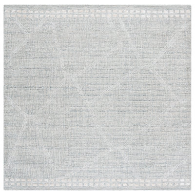 Abstract 461 Hand Tufted Wool/Viscose/Cotton Abstract Rug in Light Gray/Ivory