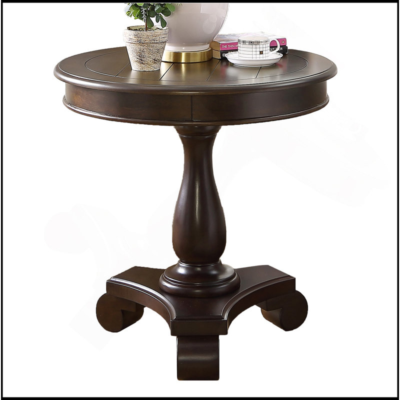 Table en bois de 26 po - Base, design rond gracieux, élégant et pratique, Espresso