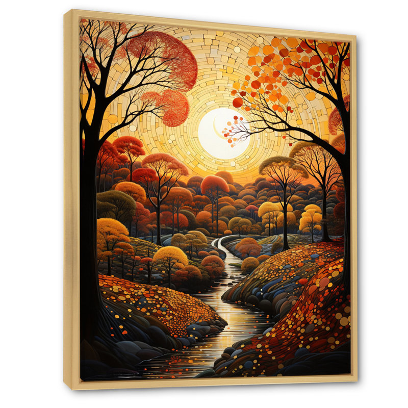 Chenell Countryside Autumnal Canopy Patchwork II - reproduction sur toile, Cadre naturel flottant, H 32 po x l 16 po x P 1 po
